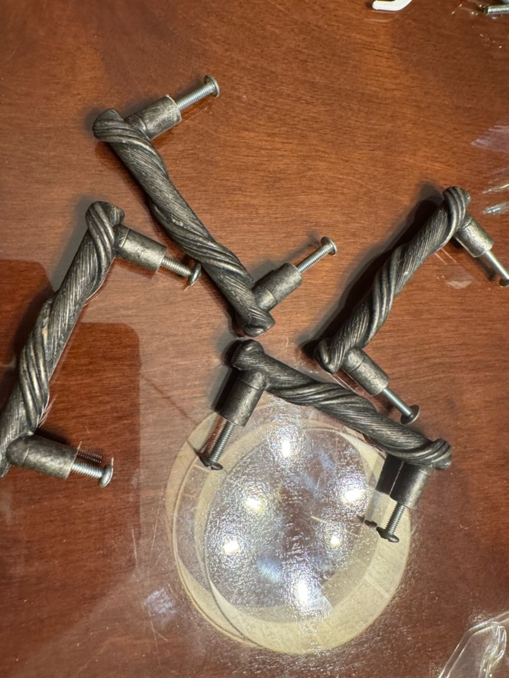 Set of 4 Twisted Metal Pull Handle - antique silver 3” c to c